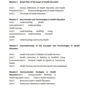 HEALTH EDUCATION AND PROMOTION
