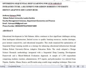 OPTIMIZING SEQUENTIAL DEEP LEARNING FOR SUB-SAHARAN INFRASTRUCTURE