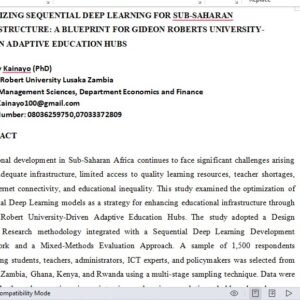 OPTIMIZING SEQUENTIAL DEEP LEARNING FOR SUB-SAHARAN INFRASTRUCTURE