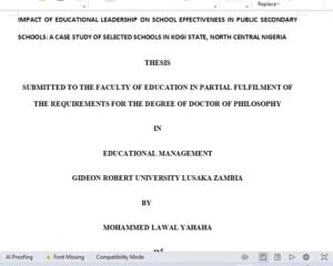 IMPACT OF EDUCATIONAL LEADERSHIP ON SCHOOL EFFECTIVENESS IN PUBLIC SECONDARY SCHOOLS